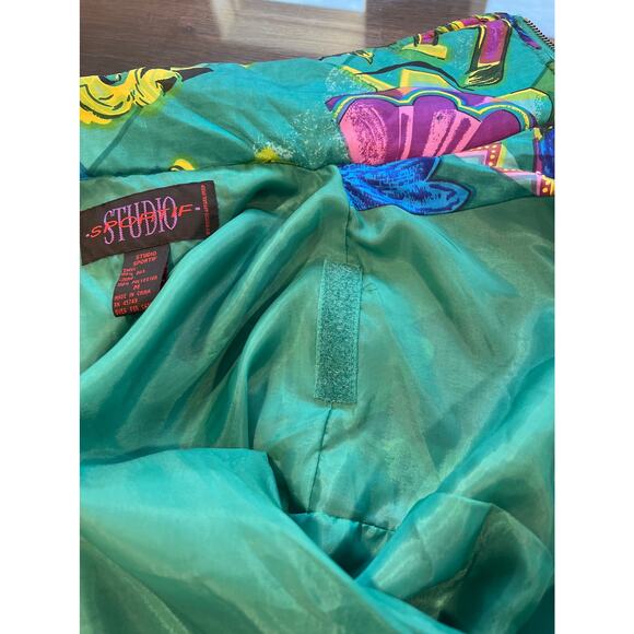 SPORTIF STUDIO 100% Silk 1980s Vintage Retro Parachute Jacket Teal Green Medium - Picture 7 of 7